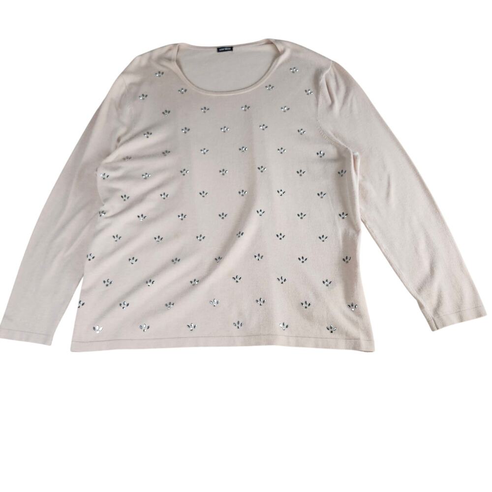 Gerry Weber Womens Light Pink Embellished Viscose Blend Long Sleeve Top Sz XL